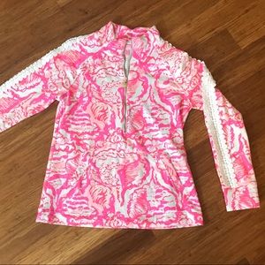 Lilly Pulitzer EUC Lace Sleeve Skipper Popover